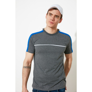 Trendyol Anthracite Men's Regular Fit Short Sleeve Paneled T-Shirt