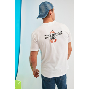 Trendyol White Men's Regular Fit Crew Neck Printed Daffy Duck Licensed T-Shirt