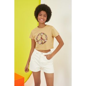 Trendyol Camel CROP T-Shirt