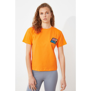 Trendyol Orange Printed Semifitted Knitted T-Shirt