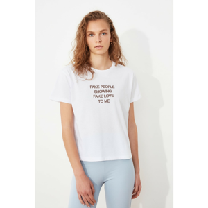 Trendyol White Printed Semifitted Knitted T-Shirt