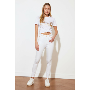 Trendyol White Waist Detailed High Waist Skinny Jeans