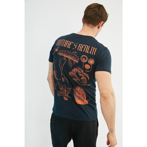 Trendyol Navy Blue Men's Regular Fit Crew Neck Short Sleeve Printed T-Shirt