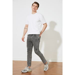 Trendyol Gray Men Wear Detailed Normal Waist Carrot Fit Jeans