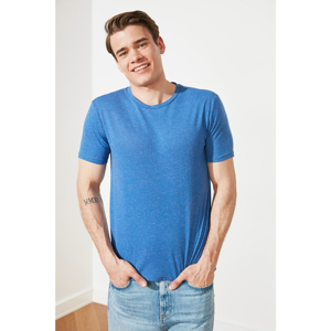 Trendyol Indigo Men's Slim Fit Crew Neck Short Sleeve Printed T-Shirt