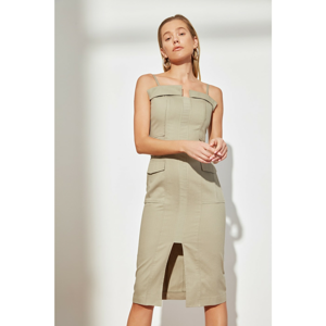 Trendyol Khaki Pocket and Slit Detailed Dress