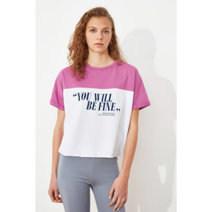 Trendyol Purple Printed Semifitted Knitted T-Shirt