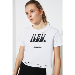 Trendyol White Crop Sport T-Shirt