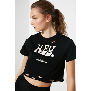 Trendyol Black Crop Sport T-Shirt