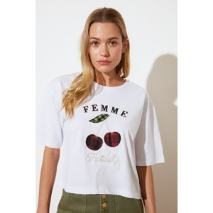 Trendyol White Loose Knitted T-Shirt