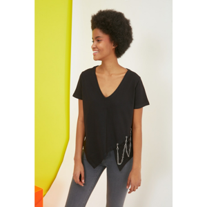 Trendyol Black Chain Semifitted Knitted T-Shirt