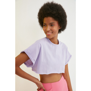 Trendyol Lilac Super Crop Knitted T-Shirt