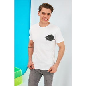 Trendyol White Men's Regular Fit Crew Neck Short Sleeve Printed T-Shirt