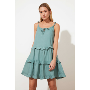 Trendyol Green Frilly Strapped Dress