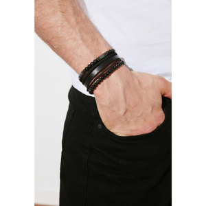Trendyol Black-Gray Men's 2-piece Bijouterie Bracelet