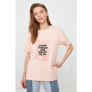 Trendyol Powder Printed Boyfriend Knitted T-Shirt