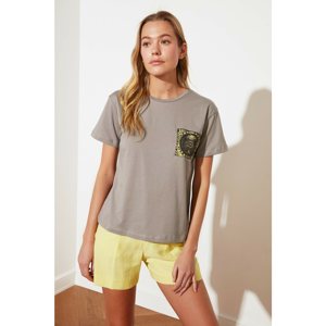 Trendyol Gray Semi-Fitted Knitted T-Shirt