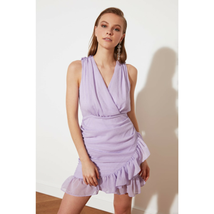 Trendyol Lilac Drape Detailed Lurex Chiffon Dress