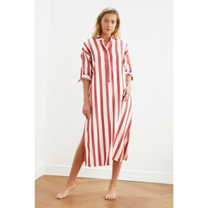 Trendyol Cinnamon Striped Beach Dress