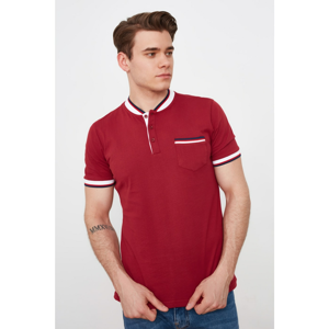 Trendyol Red Men's Slim Fit Judge Collar Short Sleeve T-Shirt with Pocket