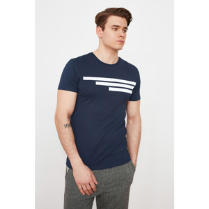 Trendyol Navy Blue Men's Regular Fit Crew Neck Short Sleeve Printed T-Shirt