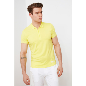 Trendyol Yellow Men's Slim Fit Short Sleeve Printed Polo Neck T-shirt