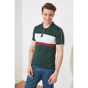 Trendyol Emerald Green Printed Polo Collar T-shirt