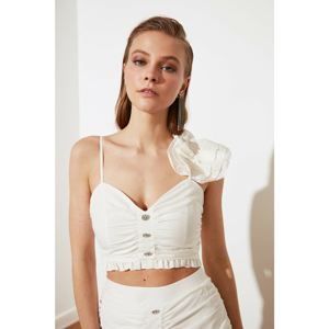 Trendyol Ecru Stoned Buttoned Bustier