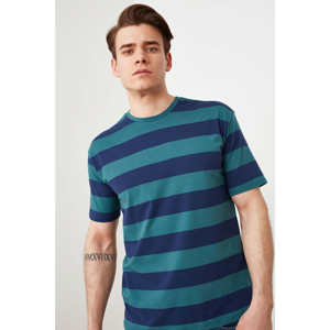 Trendyol Green Men's Oversize Crew Neck Short Sleeve Striped T-Shirt