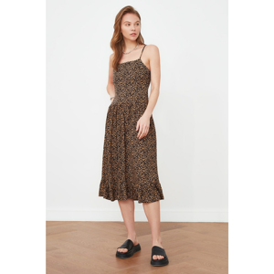 Trendyol Brown Strappy Patterned Dress