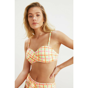 Trendyol Colorful Checkered Textured Bikini Top
