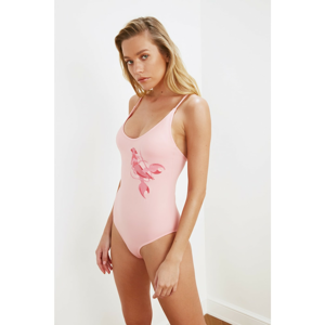 Trendyol Pink Crab Embroidered Swimsuit
