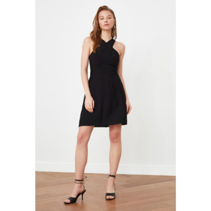 Trendyol Black Neck Detailed Ruffle Dress