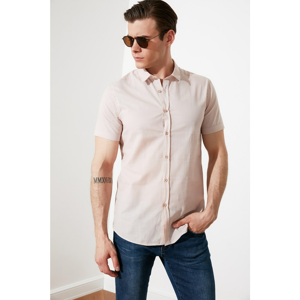 Trendyol Powder Men Slim Fit Basic Short Sleeve Flamed Shirt