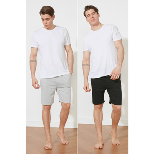 Trendyol Black-Gray 2-Piece Knitted Shorts & Bermuda