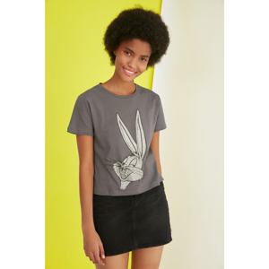 Trendyol Anthracite Bugs Bunny Licensed Basic Knitted T-shirt T-Shirt