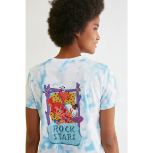 Trendyol Blue Flintstones Licensed Printed Basic Knitted T-Shirt