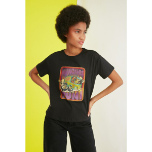Trendyol Black Scooby Doo Licensed Printed Semifitted Knitted T-Shirt