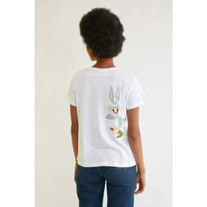 Trendyol White Bugs Bunny Licensed Printed Basic Knitted T-Shirt