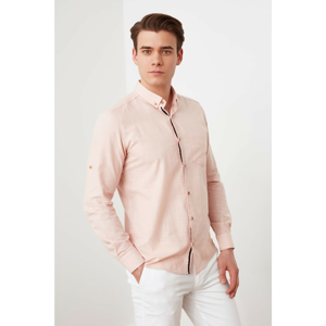 Trendyol Powder Men's Slim Fit Button Collar Epaulette Linen Shirt