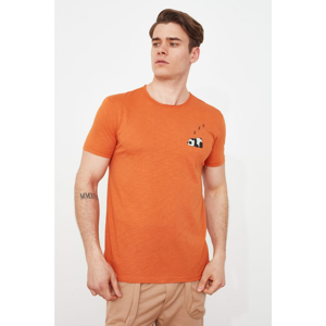 Trendyol Orange Men's Regular Fit Crew Neck Short Sleeve Printed T-Shirt