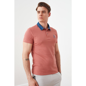 Trendyol Cinnamon Men's Slim Fit Contrast Polo Collar Polo Neck T-shirt