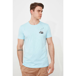 Trendyol Blue Men's Regular Fit Crew Neck Short Sleeve Printed T-Shirt