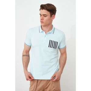 Trendyol Light Blue Men's Slim Fit Short Sleeve Printed Polo Neck T-shirt