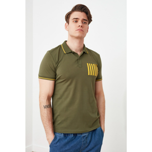 Trendyol Khaki Men's Slim Fit Short Sleeve Printed Polo Neck T-shirt