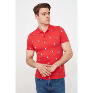 Trendyol Red Men's Short Sleeve Slim Fit Polo Collar T-shirt