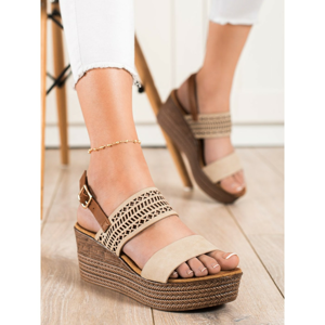 S. BARSKI BEIGE SANDALS ON WEDGE S.BARSKI