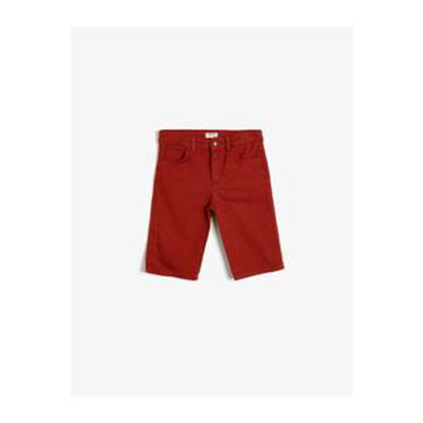 Koton Boy Red Basic Cotton Buttoned Normal Waist 5 Pocket Sort