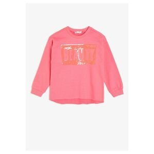 Koton Pink Girl Sequin Detail Sweatshirt