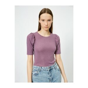 Koton Women's Purple Shimmer Detailed T-shirt